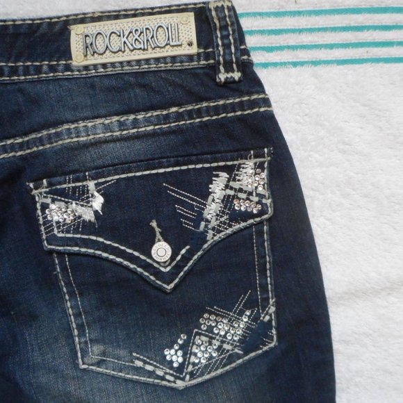 New Rock & Roll Cowgirl Jeans Size 29 Dark Blue Low Rise Boot Cut Denim - Picture 11 of 13